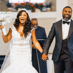 couple walking out of their wedding