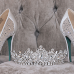 bridal shoes showcased for wedding