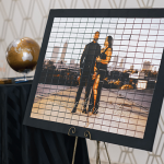 bride and groom on a Detroit rooftop during their wedding
